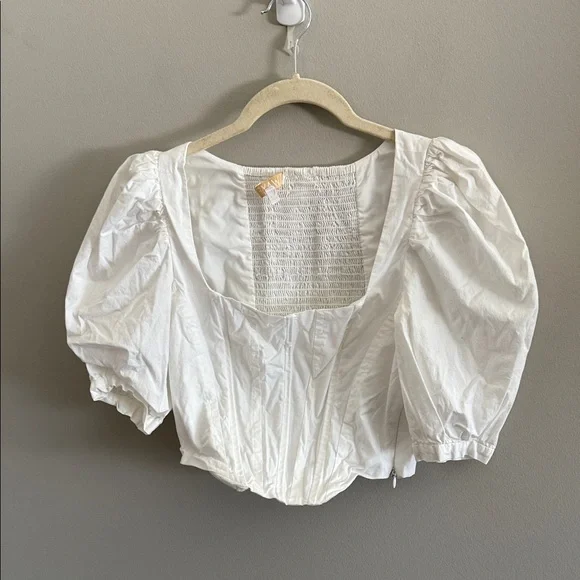 Wayf White Corset Puff Sleeve Blouse - Picture 3 of 5